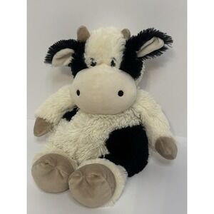 Warmies Cozy Plush Heatable  Stuffed Animal Black & White Cow 10inch Seated